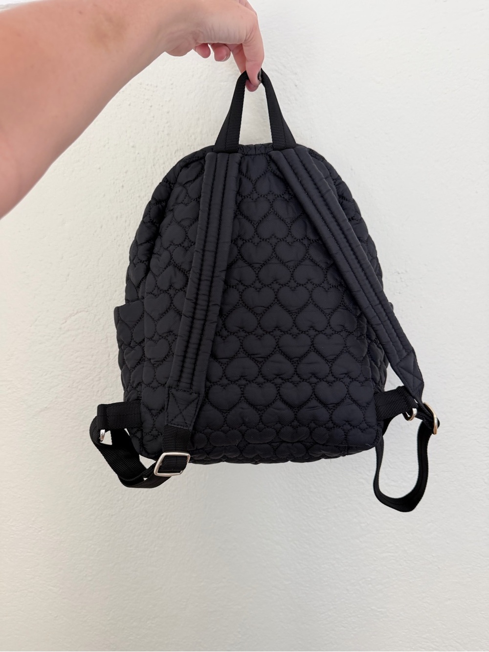 Brighton Black Quilted Heart Backpack with Brown Trim - Picture 2 of 6